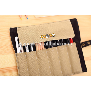 2016 OEM Cute Striped Student Canvas Pen Pencil Case Holder Pouch Stationery Bag